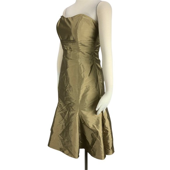 ANGELINA FACCENDA 8 DRESS NWT BRIDESMAIDS BY MORI LEE GOLD 20202 MIDI - Picture 3 of 9